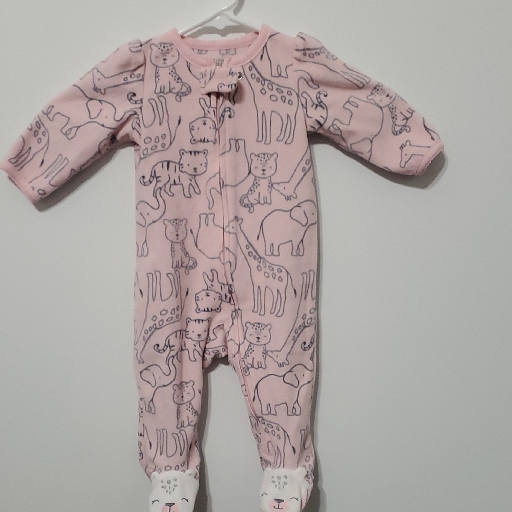 Carter's Pink Animal Sketch Footie One Piece